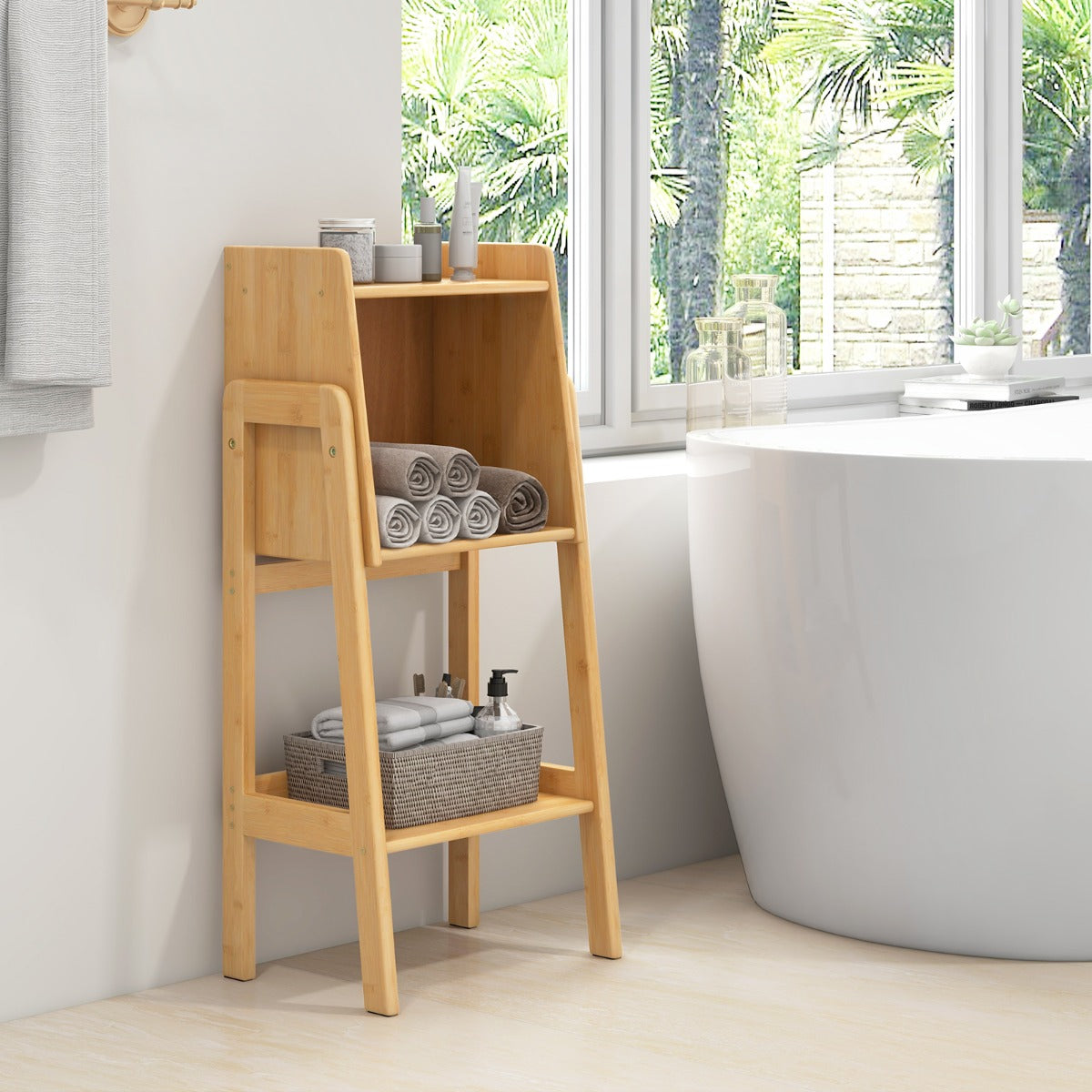 Open bookshelf design keeps belongings visible and easy to access in any room