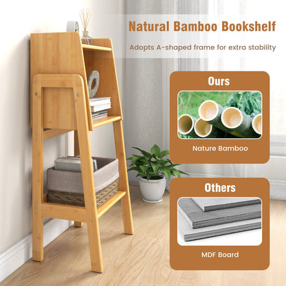 Versatile bamboo storage shelf suits living rooms, bedrooms, playrooms, kitchens, and offices