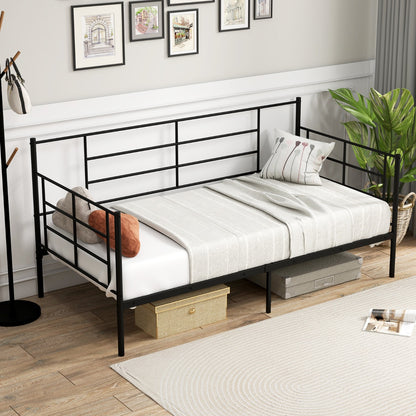 2-in-1 Sofa Bed with Arms and Metal Slat Support