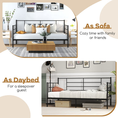 2-in-1 Sofa Bed with Arms and Metal Slat Support