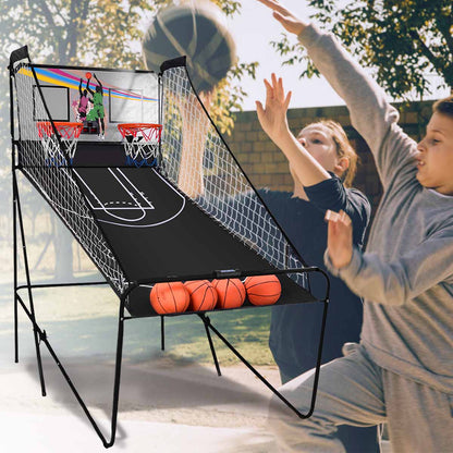 8-in-1 Electronic Basketball Hoop Arcade Game with 4 Balls-Black