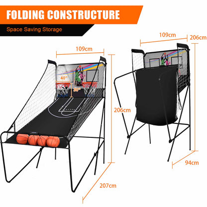 8-in-1 Electronic Basketball Hoop Arcade Game with 4 Balls-Black