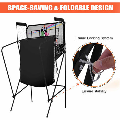 8-in-1 Electronic Basketball Hoop Arcade Game with 4 Balls-Black
