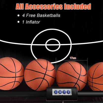 8-in-1 Electronic Basketball Hoop Arcade Game with 4 Balls-Black