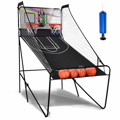 8-in-1 Electronic Basketball Hoop Arcade Game with 4 Balls-Black