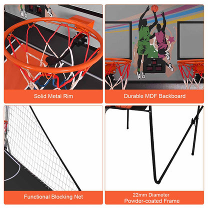 8-in-1 Electronic Basketball Hoop Arcade Game with 4 Balls-Black