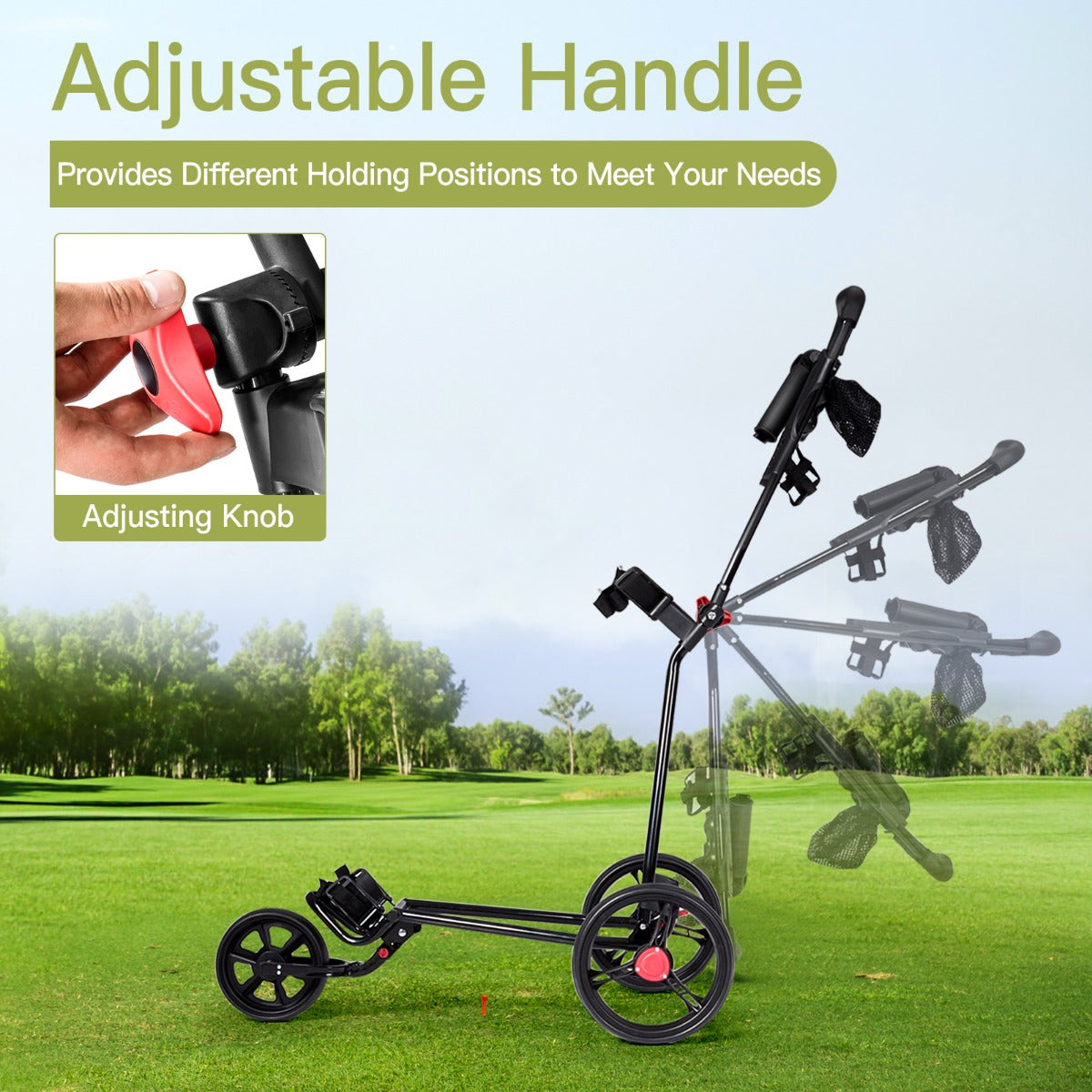Costway 3 Wheels Folding Golf Push Cart for Outdoor Use