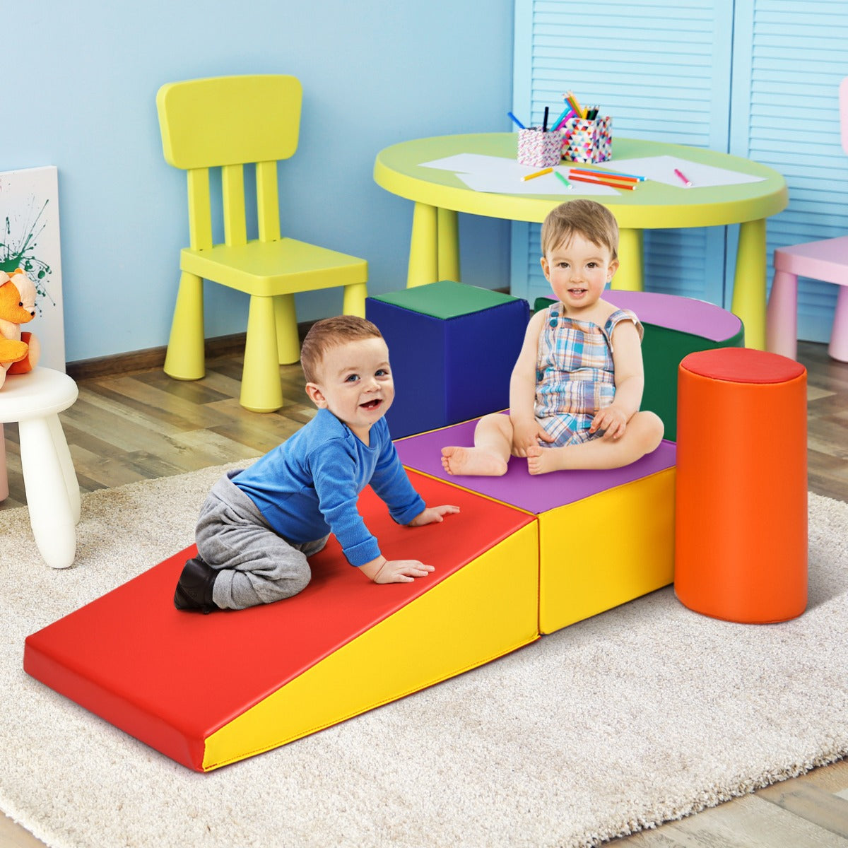Kid Crawl Climb Foam Shapes Playset for Toddler - Multicolour