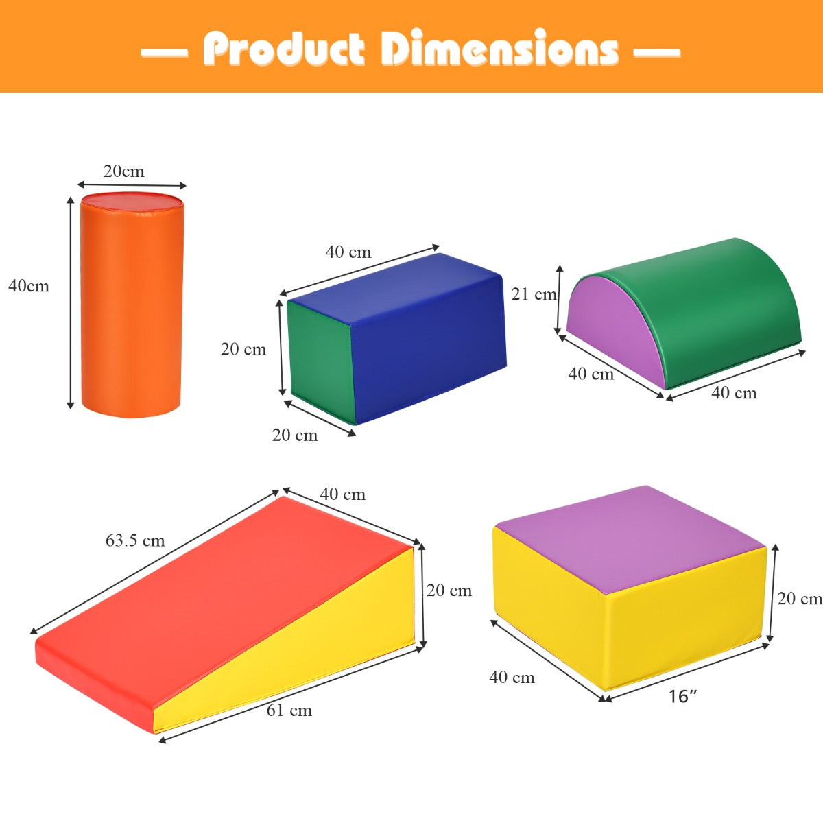 Kid Crawl Climb Foam Shapes Playset for Toddler - Multicolour