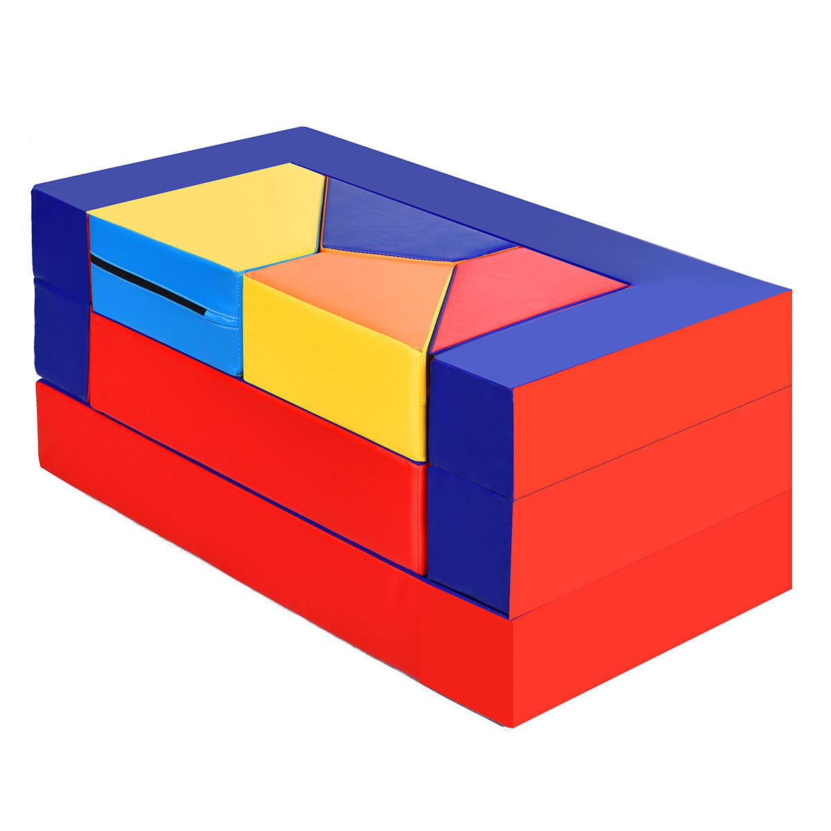 Costway 4-In-1 Multi-functional Combination Sofa Set with Durable PU Surface for Kids-Multicolour