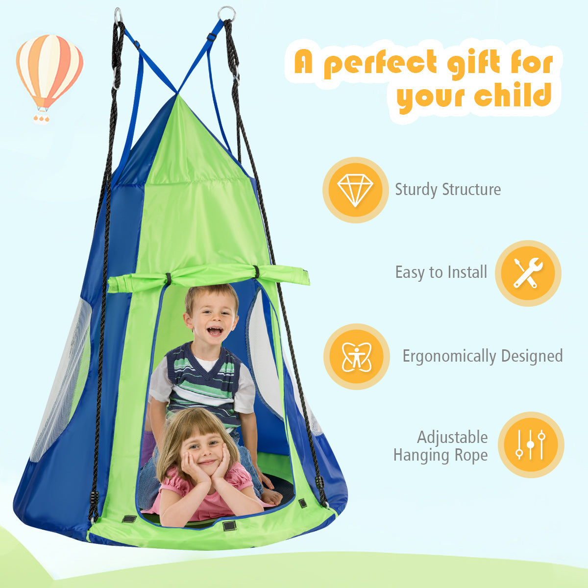 300 kg static capacity makes this hanging saucer swing a durable family entertainment choice