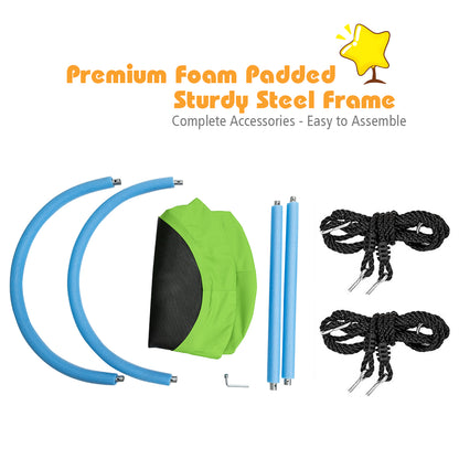 Flying Oval Tree Swing Set with Adjustable Hanging Ropes for Outdoor Use-Green
