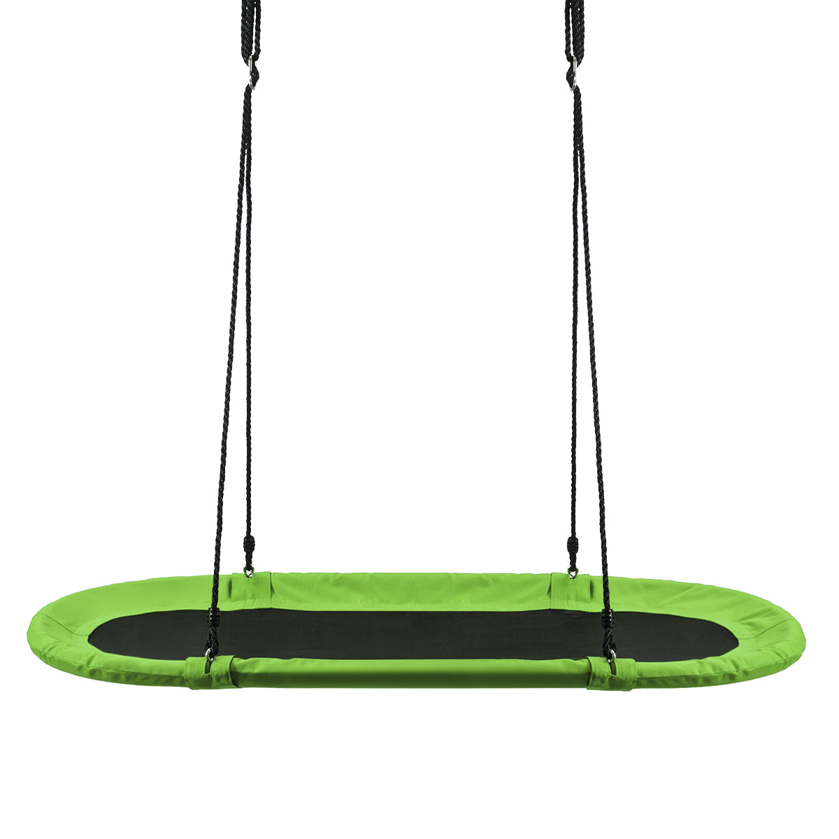 Flying Oval Tree Swing Set with Adjustable Hanging Ropes for Outdoor Use-Green