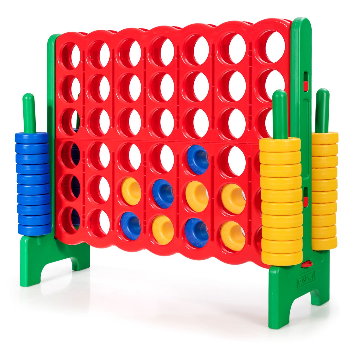 Giant Connect 4 in A Row with 42 Jumbo Rings for Garden & Beach-Green