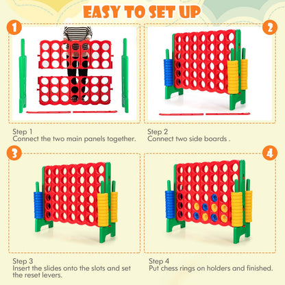 Giant Connect 4 in A Row with 42 Jumbo Rings for Garden & Beach-Green