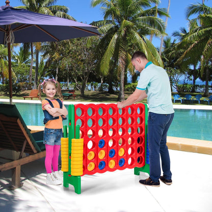 Giant Connect 4 in A Row with 42 Jumbo Rings for Garden & Beach-Green