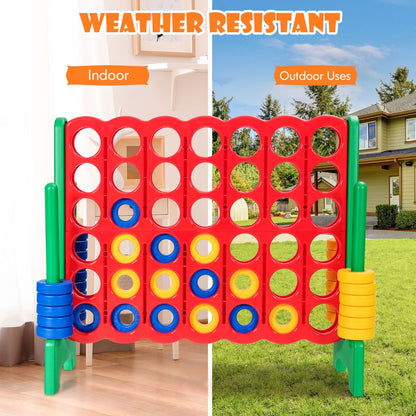 Giant Connect 4 in A Row with 42 Jumbo Rings for Garden & Beach-Green