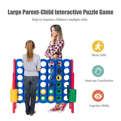 Giant Connect 4 in A Row with 42 Jumbo Rings for Garden &amp; Beach-Red