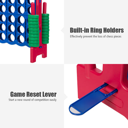 Giant Connect 4 in A Row with 42 Jumbo Rings for Garden &amp; Beach-Red