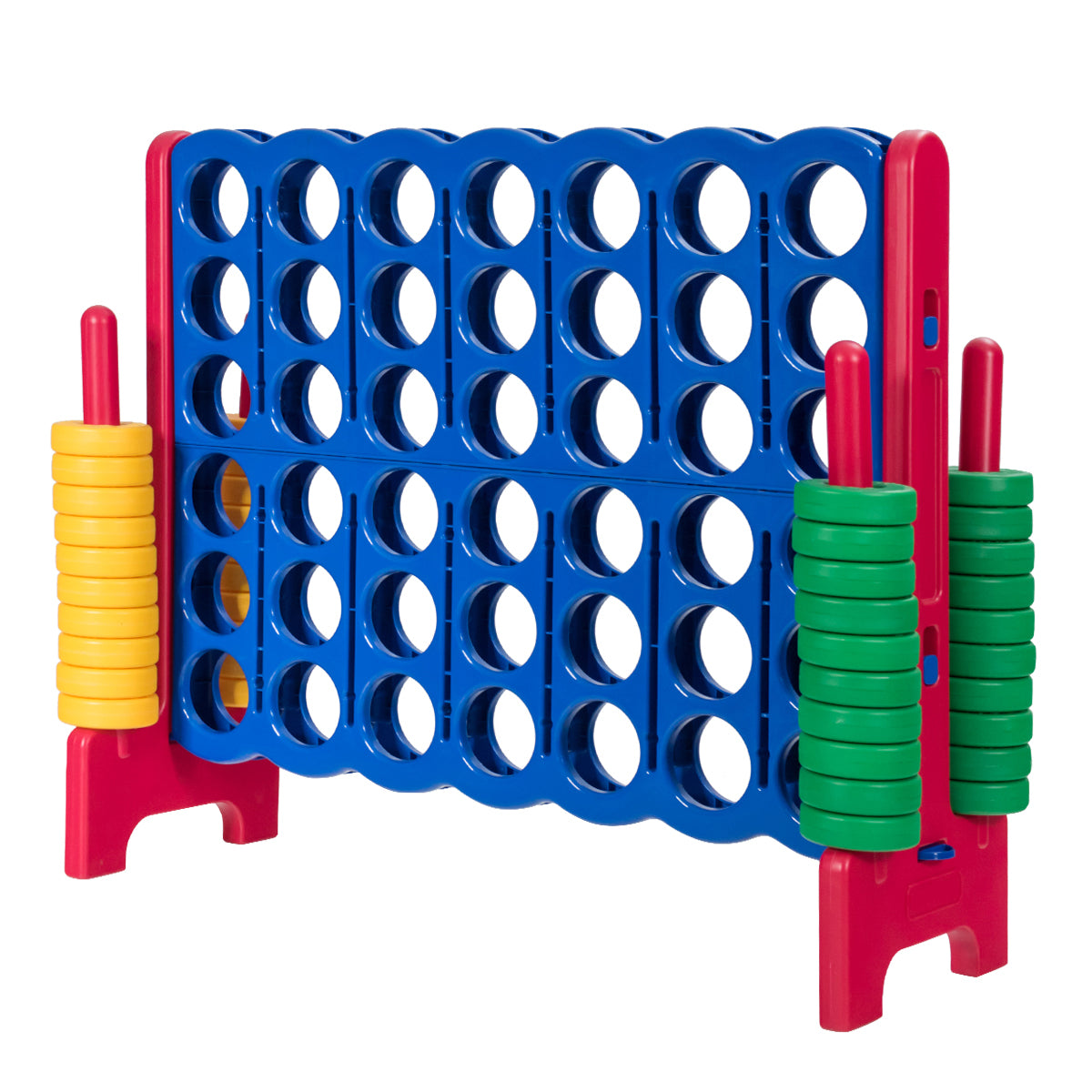 Giant Connect 4 in A Row with 42 Jumbo Rings for Garden &amp; Beach-Red