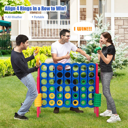 Giant Connect 4 in A Row with 42 Jumbo Rings for Garden &amp; Beach-Red