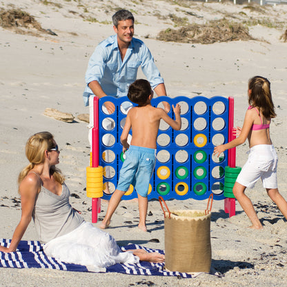 Giant Connect 4 in A Row with 42 Jumbo Rings for Garden &amp; Beach-Red