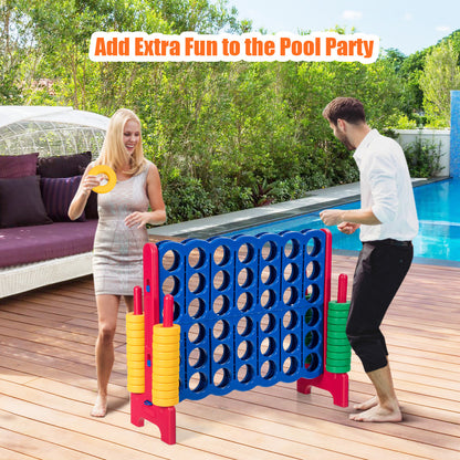 Giant Connect 4 in A Row with 42 Jumbo Rings for Garden &amp; Beach-Red