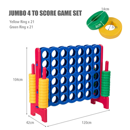 Giant Connect 4 in A Row with 42 Jumbo Rings for Garden &amp; Beach-Red