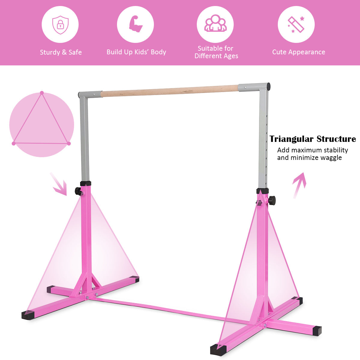 Heavy-duty children's gymnastics bar supports up to 100 kilograms for beginner training sessions