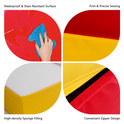 5 Pieces Kids Climb Crawl Activity Play Set with Safe Foam Blocks-Red