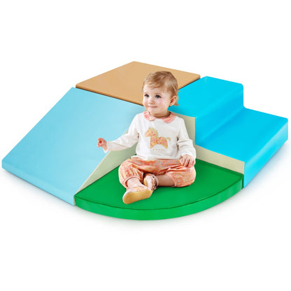 4-Piece Kids Climb Crawl Playset for Nursery &amp; Kindergarten-Blue