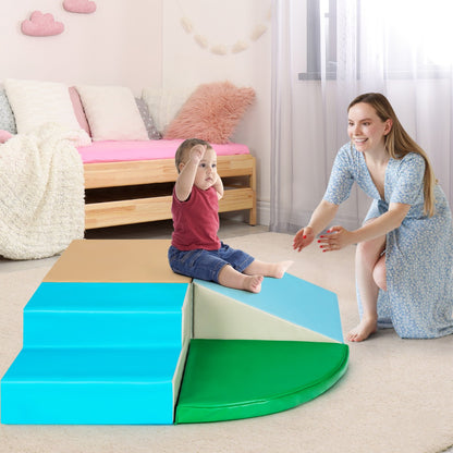 4-Piece Kids Climb Crawl Playset for Nursery &amp; Kindergarten-Blue