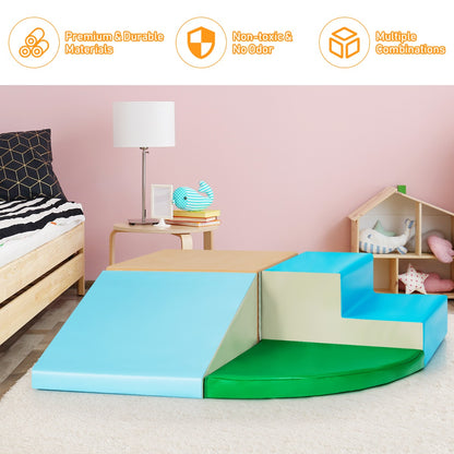 4-Piece Kids Climb Crawl Playset for Nursery &amp; Kindergarten-Blue