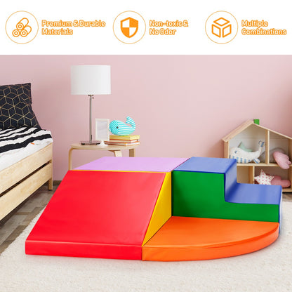 4-Piece Kids Climb Crawl Playset for Kindergarten-Orange
