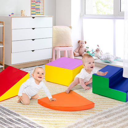 4-Piece Kids Climb Crawl Playset for Kindergarten-Orange