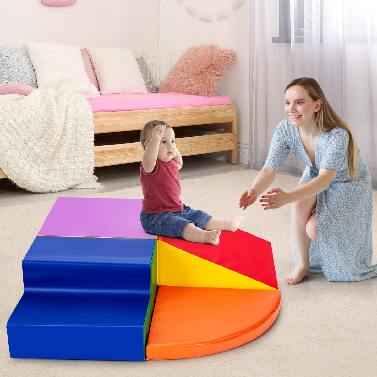 4-Piece Kids Climb Crawl Playset for Kindergarten-Orange