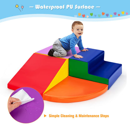 4-Piece Kids Climb Crawl Playset for Kindergarten-Orange
