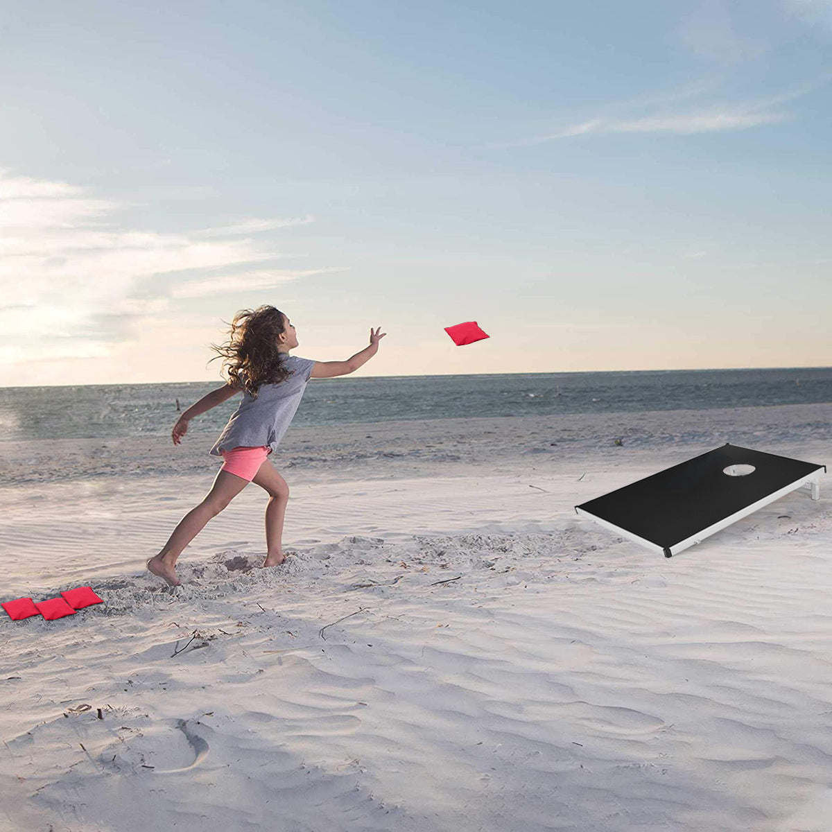 Cornhole Set with Foldable Design & Side Handle for Easy Movement