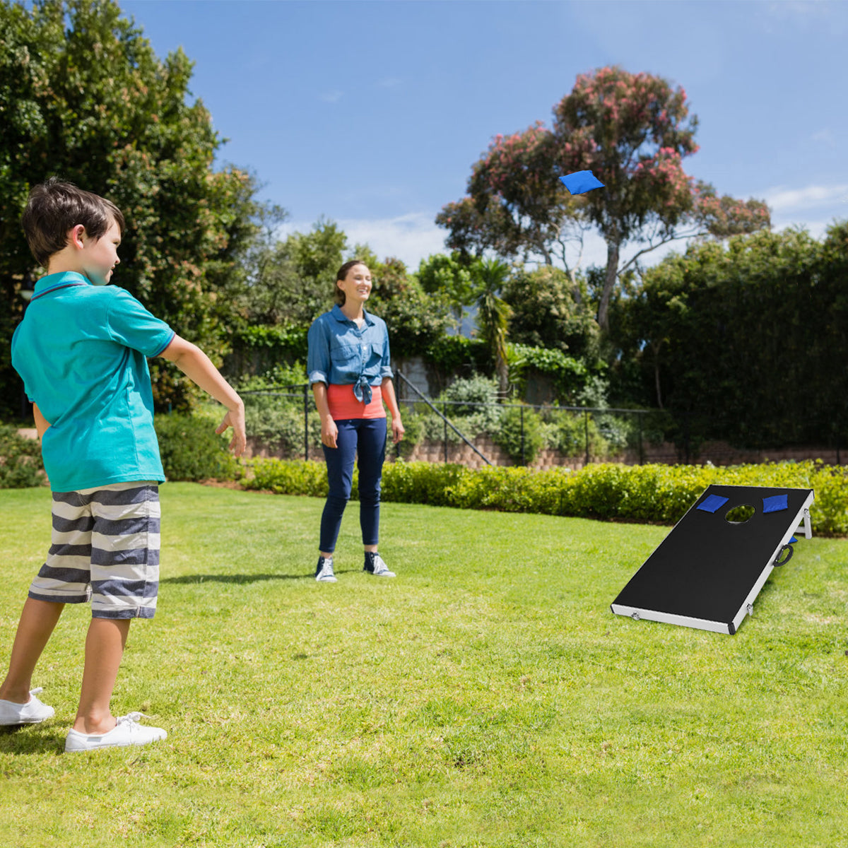 Cornhole Set with Foldable Design & Side Handle for Easy Movement