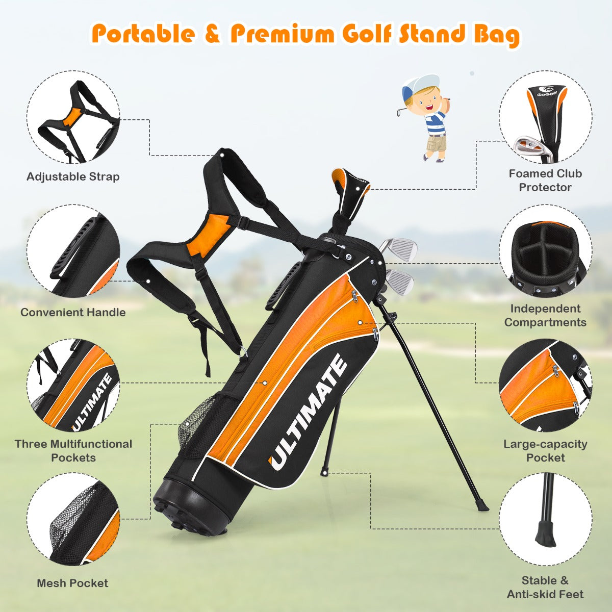 Junior Complete Golf Club Set with Lightweight Design for Kids-Yellow