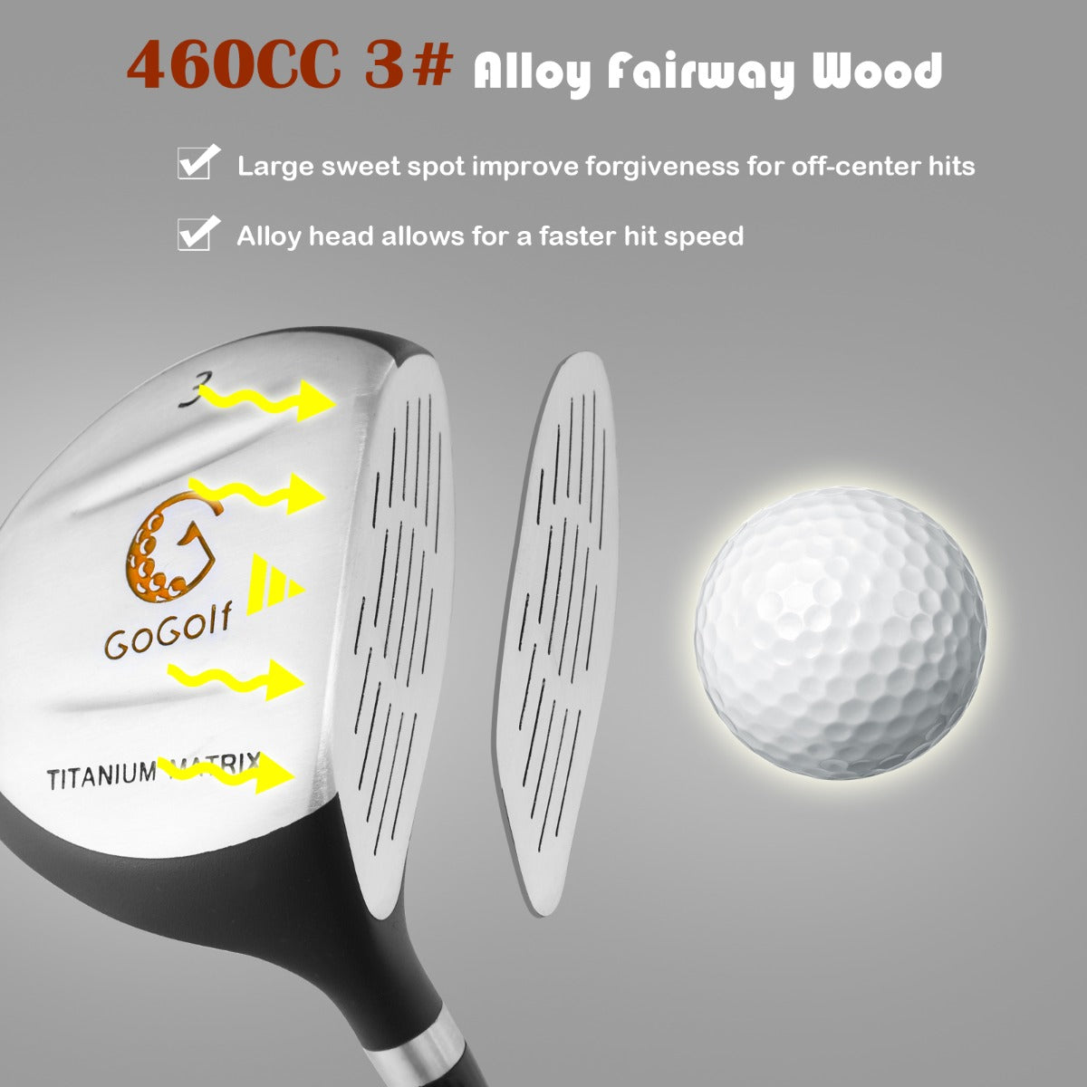 Junior Complete Golf Club Set with Lightweight Design for Kids-Yellow