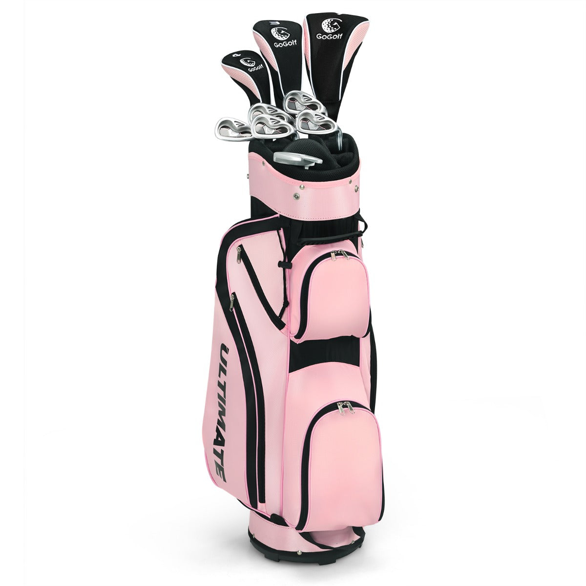 Costway Ladies Complete Golf Club Set with Driver and Stand Bag-Pink