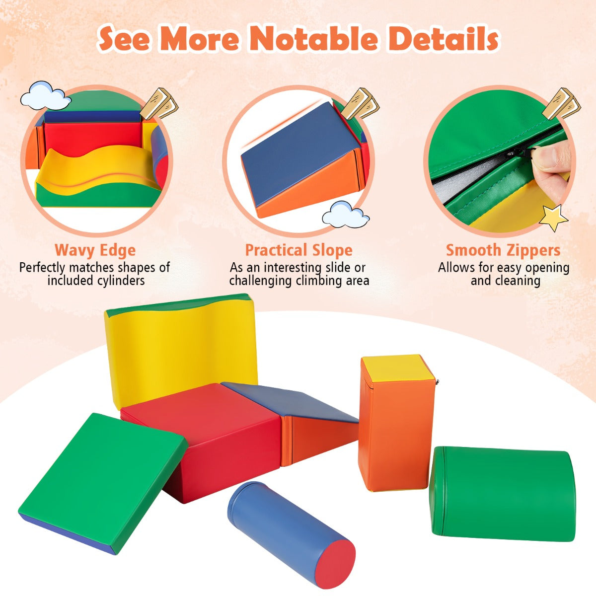 7-Piece Climb and Crawl Activity Play Set with Zippered Cover-Multicolour