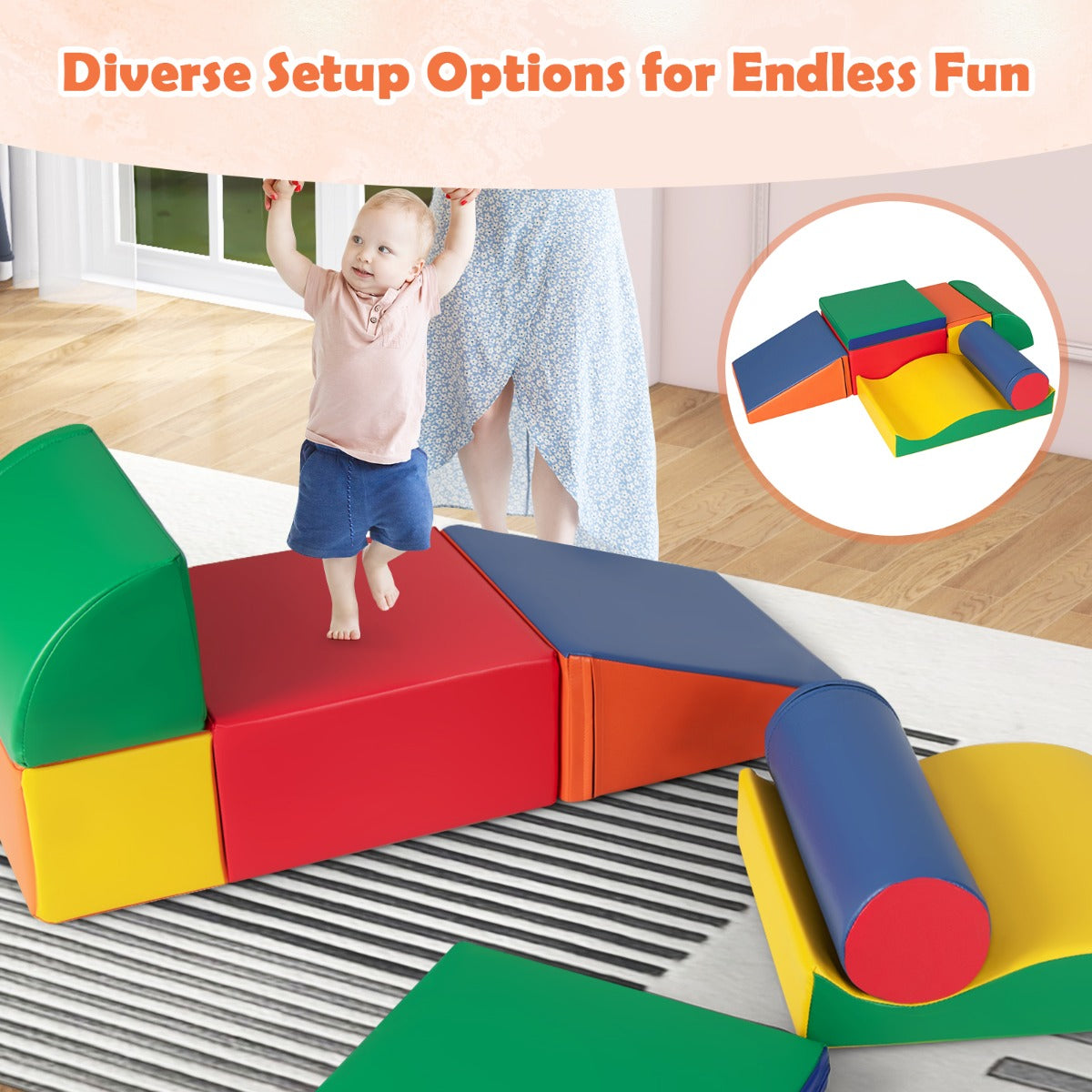 7-Piece Climb and Crawl Activity Play Set with Zippered Cover-Multicolour
