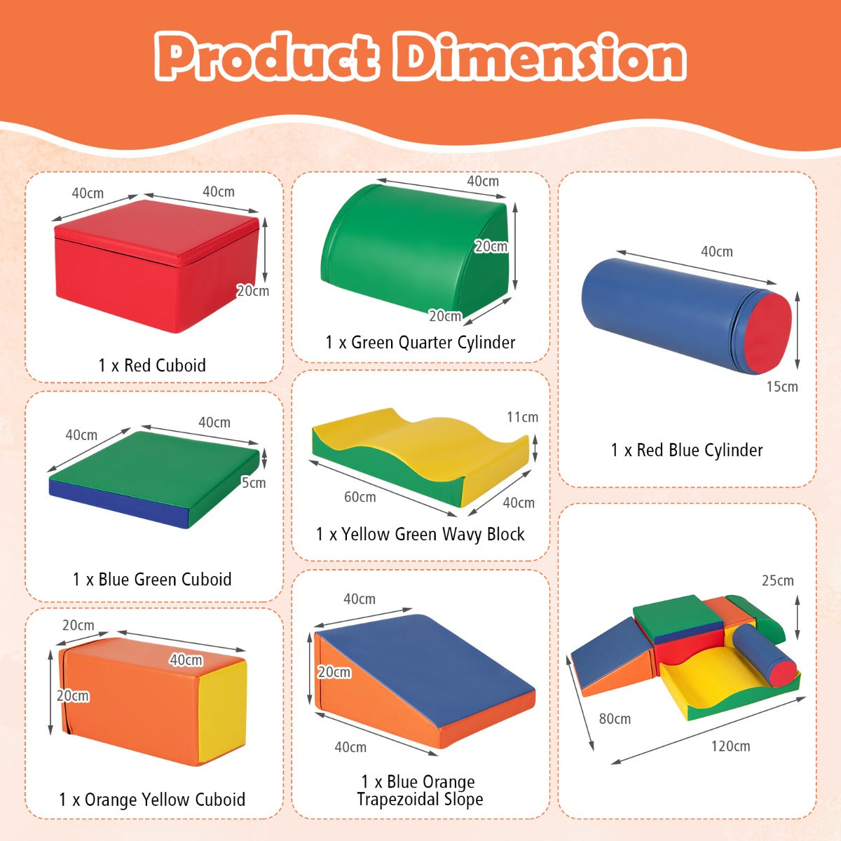 7-Piece Climb and Crawl Activity Play Set with Zippered Cover-Multicolour