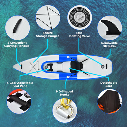 Inflatable Kayak with Adjustable Aluminum Oars for 1 Person-Blue
