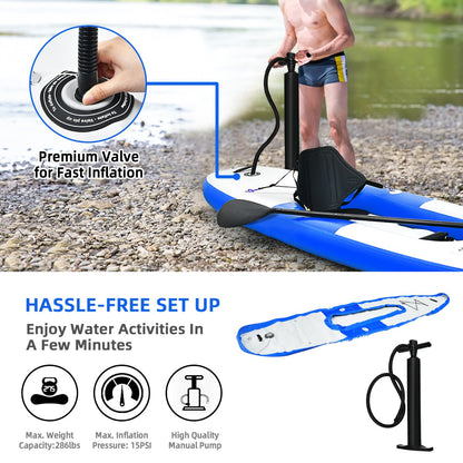 Inflatable Kayak with Adjustable Aluminum Oars for 1 Person-Blue
