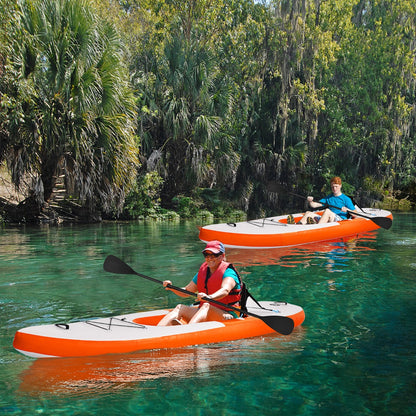 Inflatable Kayak with Adjustable Aluminum Oars for 1 Person-Orange