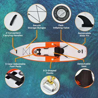 Inflatable Kayak with Adjustable Aluminum Oars for 1 Person-Orange