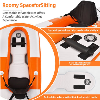 Inflatable Kayak with Adjustable Aluminum Oars for 1 Person-Orange